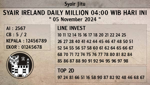 Prediksi Ireland Daily Million 04:00 WIB