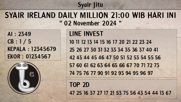 Prediksi Ireland Daily Million 21:00 WIB